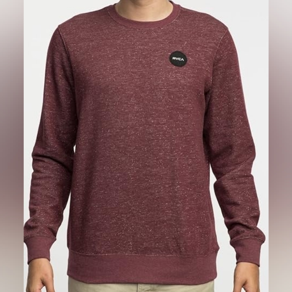 RVCA. Motors Speckle Crewneck Sweatshirt in Maroon. Size Large.